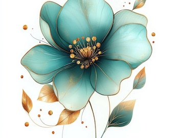 30 imágenes prediseñadas de flores abstractas, imágenes prediseñadas de acuarela imprimibles, descarga digital JPG, archivos JPG, diario basura, manualidades de papel, flores verdes