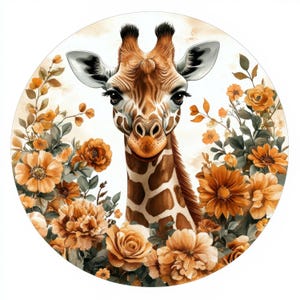 10 Floral Giraffe Clipart, 10 High Quality JPGs, Digital Download, Vintage Giraffe, Watercolor Clipart, Digital Paper Craft, Junk Journal