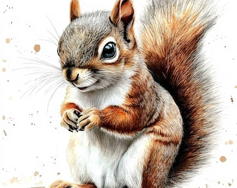 12 Squirrel Clipart, 12 High Quality JPGs, Digital Download, Scrapbooking, Digital Paper Craft, Animal Clipart, Mixed Media, Card Making