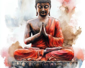 10 Buddha Clipart, 10 High Quality JPGs, Digital Download, Buddhism Clipart, Printable Watercolor Clipart, Paper Craft, Junk Journal