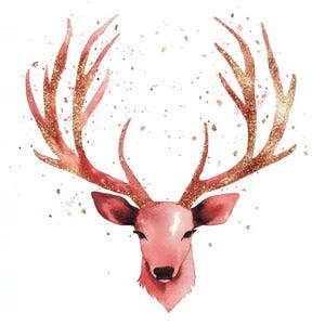 10 Deer Antlers Clipart, Rose Gold Antlers, High Quality JPGs, Digital Download, Printable Watercolor Clipart, Paper Craft, Junk Journals