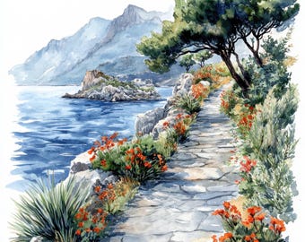 10 ClipArt aquarel mediterrane struik, 10 hoge kwaliteit jpg's, instant digitale download, digitale papierkunst, aquarelkunst, kaarten maken
