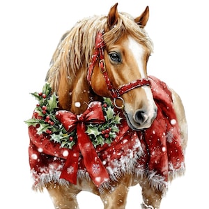 10 Christmas Horses Clipart, 10 High Quality JPGs, Digital Download, Card Making, Journaling, Memory Books, Clip Art, Christmas Clipart