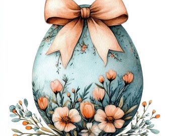 10 Printable Floral Easter Egg, Watercolor Easter Eggs Art, Easter Gift ...