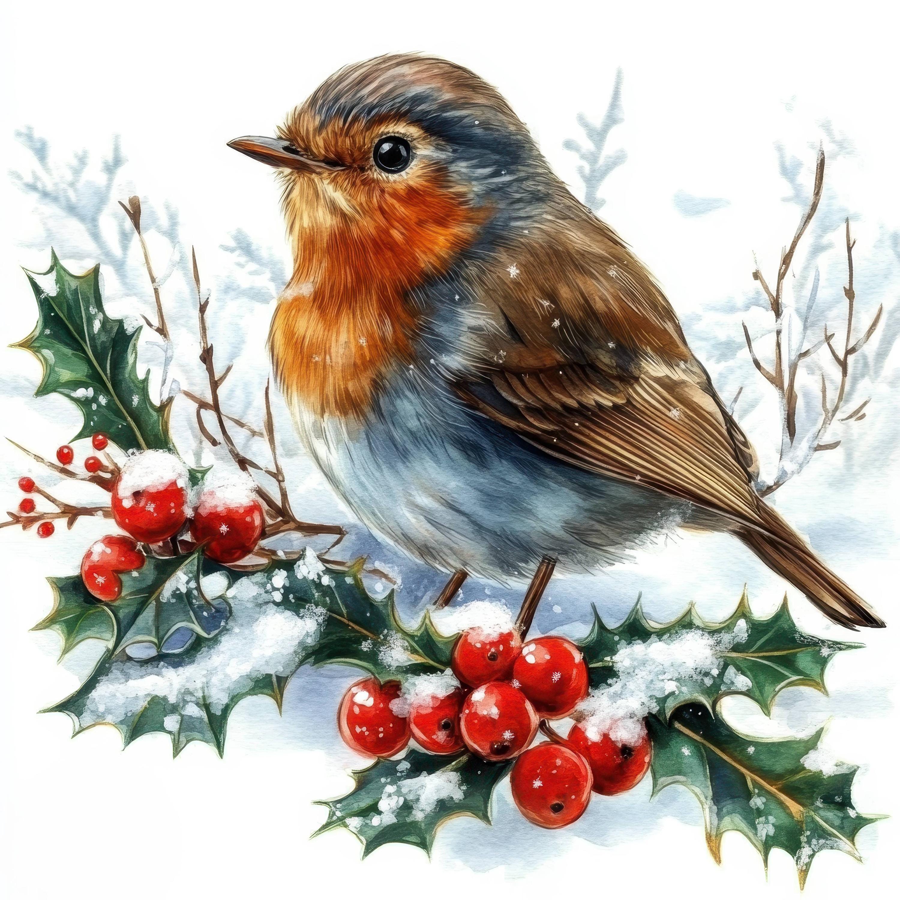 10 Christmas Robin Clipart, 10 High Quality Jpgs, Digital Download ...