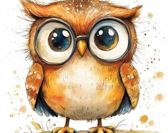 10 Cute Owl Clipart, Hyperrealistic Owl, Printable Watercolor Clipart, Junk Journals, Paper Craft, High Quality JPGs, Digital Download