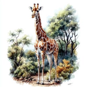 10 Giraffe Clipart, Printable Watercolor Clipart, High Quality JPGs, Paper Craft, Giraffes Watercolour, Digital Download, Junk Journals