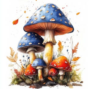 15 Mushroom Clipart, Printable Watercolor Clipart, Paper Crafts, High Quality JPGs, Digital Download, High Resolution