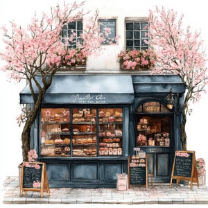 13 Cafe in Spring Clipart, 13 High Quality JPGs, Digital Download, Paris Cafe Clipart, Watercolor Clipart, Paper Craft, Junk Journals