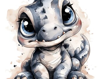 16 Cartoon Dinosaurier Clipart, 16 hochwertige JPGs, digitaler Download, Junk Journals, druckbare Aquarell Clipart, Scrapbooking, Papier Handwerk