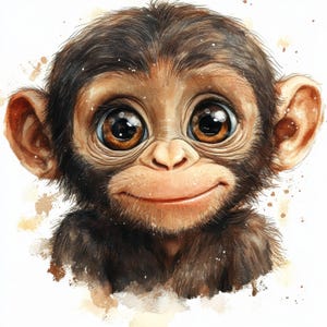 10 Baby Affe Clipart, hochwertige JPGs, sofortiger digitaler Download, Kartenherstellung, Clip Art, Affe Druck, digitales Papiermodell, Kinderzimmer Kunst