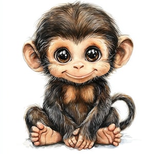 10 Affe Clipart, 10 hochwertige JPGs, sofortiger digitaler Download, Affe Druck, digitales Papiermodell, Clip Art, Kartenherstellung