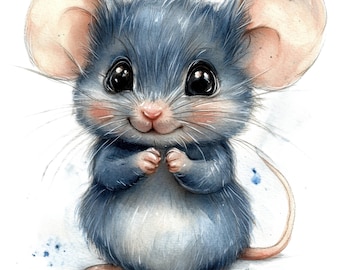 10 Cute Mouse Clipart, 10 High Quality JPGs, Instant Digital Download, Watercolor Painting, Nursery Art, Card Making, Digital Paper Craft