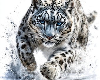 10 imágenes prediseñadas de leopardo de las nieves, 10 archivos JPG de alta calidad, descarga digital, manualidades de papel, revistas, álbumes de recortes, imágenes prediseñadas de acuarela imprimibles