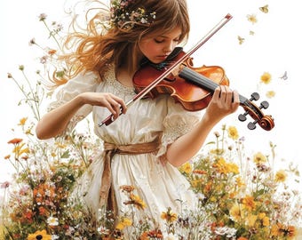 バイオリンを弾く女の子 10 枚のクリップアート、バイオリンのプリント