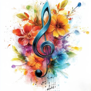 10 Aquarell Musiknoten Clipart, 10 hochwertige JPGs, digitaler Download, bedruckbar, Journaling, Mixed Media, Kartenherstellung, Scrapbooking