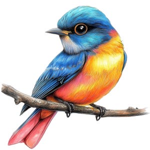 10 cliparts oiseau mignon, 10 fichiers JPG de haute qualité, téléchargement numérique, oeuvre d'art pour chambre d'enfant, fabrication de cartes, clipart Animal, créations numériques en papier, techniques mixtes