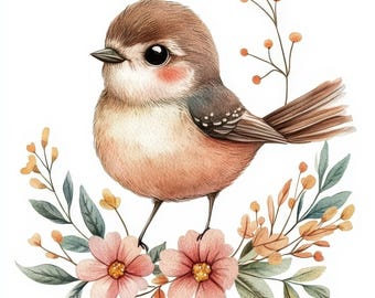 14 Cute Brown Bird Clipart, Printable Watercolor Clipart, Paper Craft, Junk Journals, Bird Clipart, Digital Download, High Quality JPGs