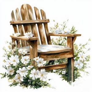 10 Garden Chair Clipart, 10 High Quality JPGs, Digital Download, Floral Chair Clipart, Junk Journals, Paper Craft, Watercolor Clipart