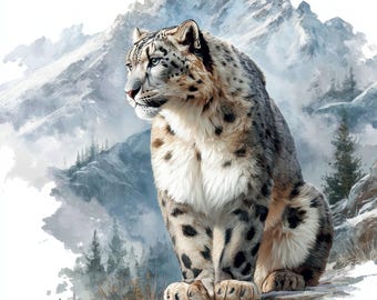 10 imágenes prediseñadas de leopardo de las nieves, 10 archivos JPG de alta calidad, descarga digital, arte infantil, imágenes prediseñadas, creación de tarjetas, imágenes prediseñadas de animales, manualidades digitales con papel