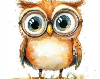 10 Cute Owl Clipart, Digital Download, Printable Watercolor Clipart, Hyperrealistic Owl, High Quality JPGs, Junk Journals, Paper Craft