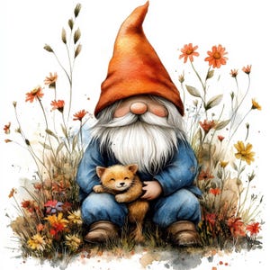 10 Garden Gnomes Clipart 2, 10 High Quality JPGs, Digital Download, Card Making, Cute Gnome Clipart, Digital Paper Craft, Scrapbooking