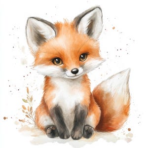 10 Baby Cute Fox Clipart, Watercolor Clipart, Baby Shower Clipart, Baby Fox JPGs, Instant Download, Commercial Use, Nursery Fox, Baby Animal
