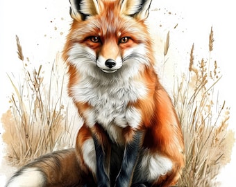 10 Georgeous Fox Clipart, Printable Watercolor Desert Fox Clipart, High Quality JPG, Digital Download, Junk Journaling, Card Making Images