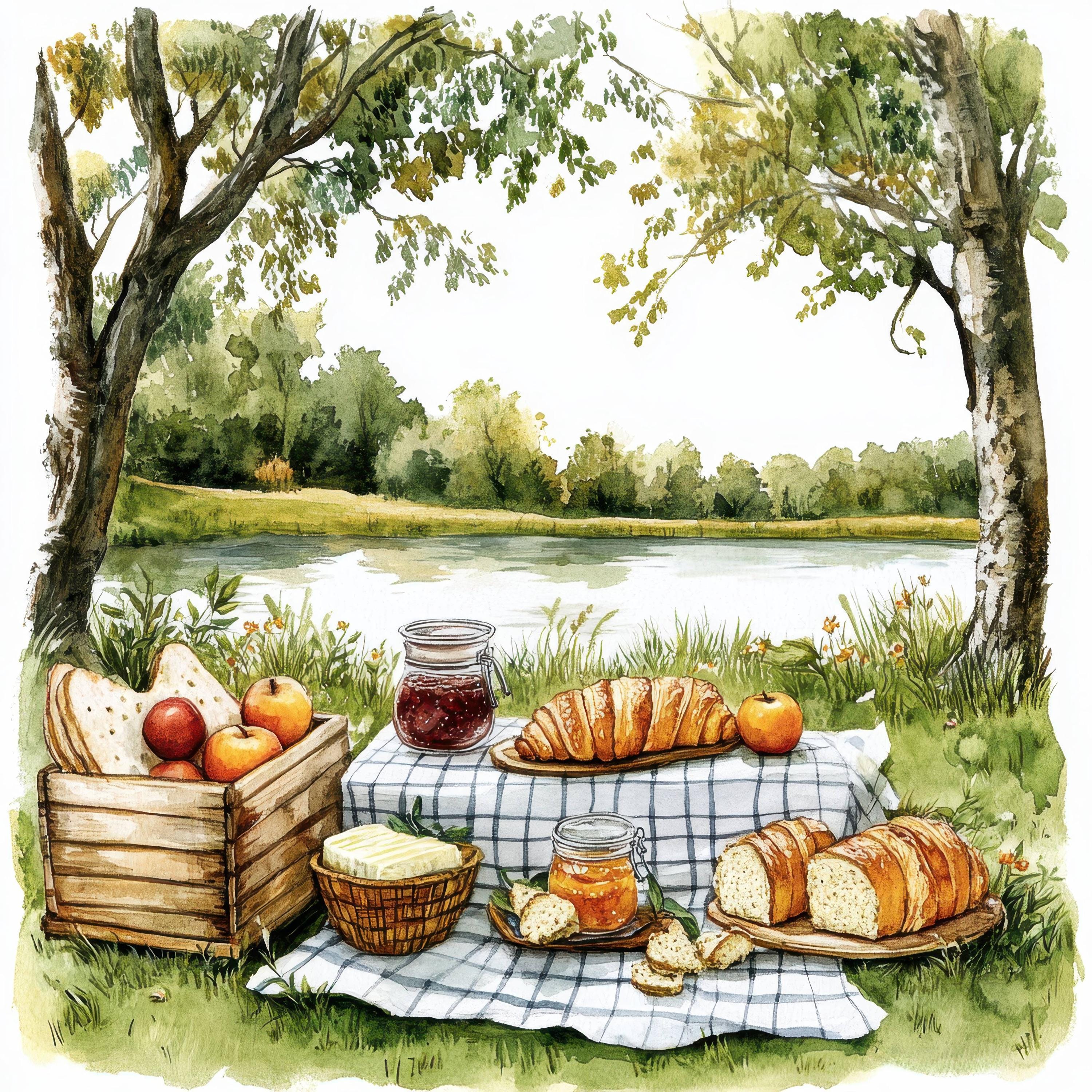 Spring Picnic Graphics 11 Spring Picnic Clipart, 11 High Quality Jpgs, Digital Download, Paper ...