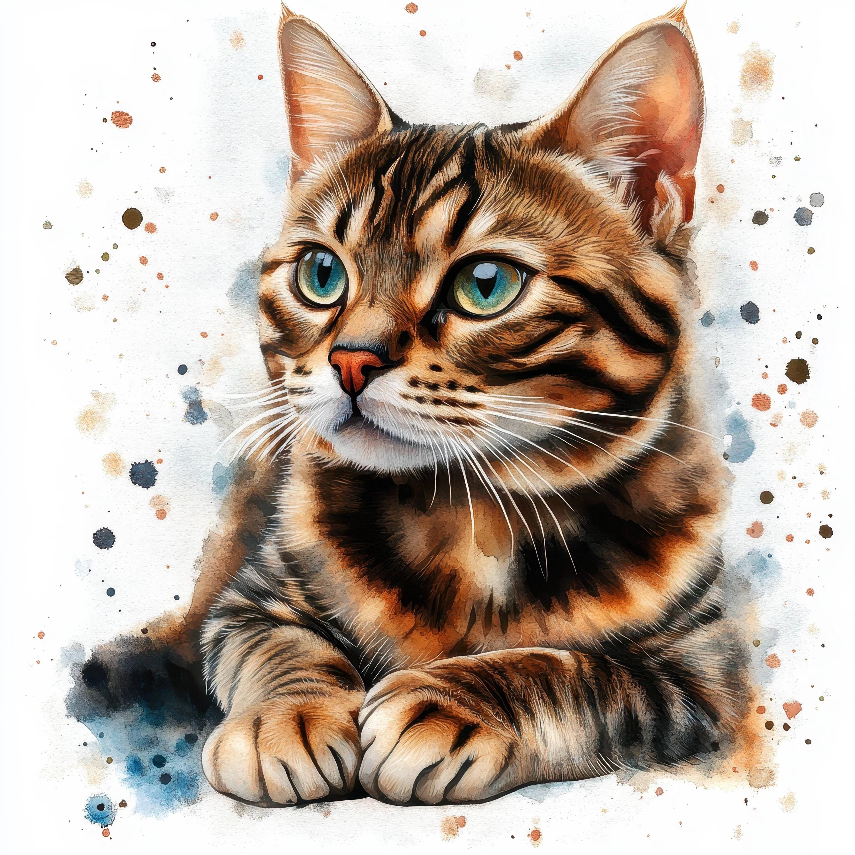 ベンガル猫のクリップアート13点、かわいい動物のクリップアート