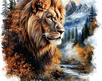 15 Löwen Clipart, hochwertige JPGs, digitaler Download JPGs, druckbare Aquarell Cliparts, Papierhandwerk, Löwenbilder