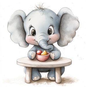 10 Cute Baby Elephant Clipart, Baby Nursery Clipart, Watercolor Baby Animal Clipart, Digital download, Baby Shower Clipart, High-Quality JPG