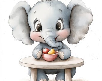 10 süße Baby Elefant Clipart, Baby Kinderzimmer Clipart, Aquarell Baby Tier Clipart, digitaler Download, Baby Dusche Clipart, hochwertige JPG
