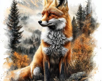 15 Fox Clipart, Printable Watercolor clipart, Paper crafts, Watercolor Fox Clipart, High Quality JPGs, Digital, High resolution