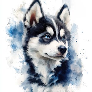 10 Husky Portrait Clipart, Digital Download, Scrapbooking, Nursery Art, Digital Paper Craft, Card Making, Cute Dog Clipart, High Quality JPG