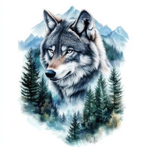 10 Wolf Clipart, Printable Watercolor clipart, Watercolor wolf Clipart, High Quality JPGs, Digital download, High resolution, Paper crafts