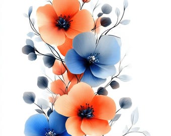 10 Abstrakte Blumen Clipart, 10 hochwertige JPGs, digitaler Download, Blumen Druck, druckbare Aquarell Clipart, Papiermodelle, Junk Journals