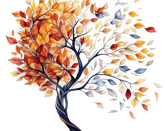 10 Abstract Autumn Leaves Clipart, Junk Journal, Digital Download, Paper Craft, Fall Leaves, 10 High Quality JPGs, Watercolor Clipart
