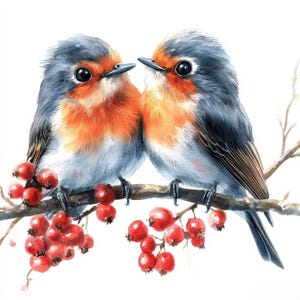 10 Weihnachten Liebe Rotkehlchen Clipart, druckbare Aquarell Clipart, Junk Journals, digitaler Download, digitale Papierfertigkeit, 10 hochwertige JPG