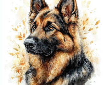 13 Duitse herder clipart, scrapbooking, ongewenste dagboek, Paper Craft, afdrukbare aquarel clipart, hoge kwaliteit jpg's, digitale download, hond