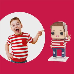 Miniature figure made of small building blocks for self-assembly (interlocking bricks) - 1 person as a child - Special birthday gift
