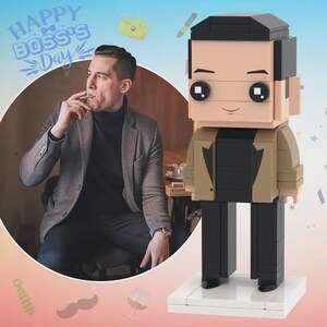 Chef miniature figure made of small building blocks for self-assembly (interlocking bricks) - 1 person