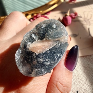Raw Druzy Crystal Ring, Blue Agate & Quartz Cluster, Stilbite Zeolite, One of a Kind Statement Ring, Adjustable Gift for Her