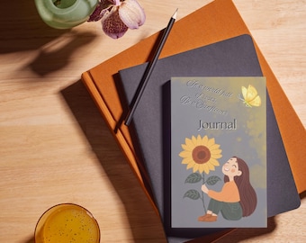 Personalisierte Sonnenblume Hardcover-Zeitschrift, elegantes benutzerdefiniertes Notizbuch (5x7", 128 linierte Seiten, in Großbritannien hergestellt)
