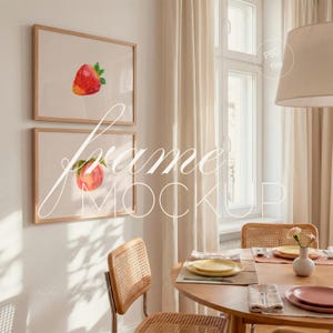 Set of 2 DIN A Horizontal Frame Mockup, Dining Room, Wall Art Display (PSD File)