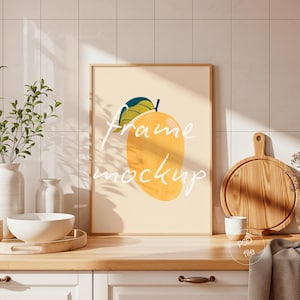 Cornice per cucina - Espositore verticale in legno DIN A per decorazioni murali, stile boho (file PSD)