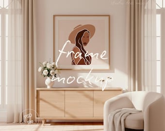 Square Frame Mockup | Minimalist Interior, Wall Art Display (PSD File)