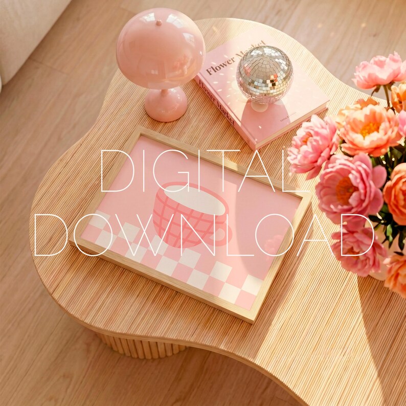 Horizontal Wood Frame Mockup, Trendy Living Room, DIN A Wall Art Display (PSD File) image 4