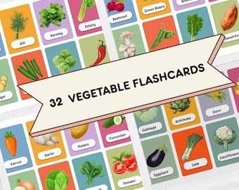 Vegetable Flashcards | Montessori Educational Printable (Editable PDF)