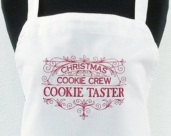 Personalized Christmas Cookie Taster Apron, Baking Crew Embroidery